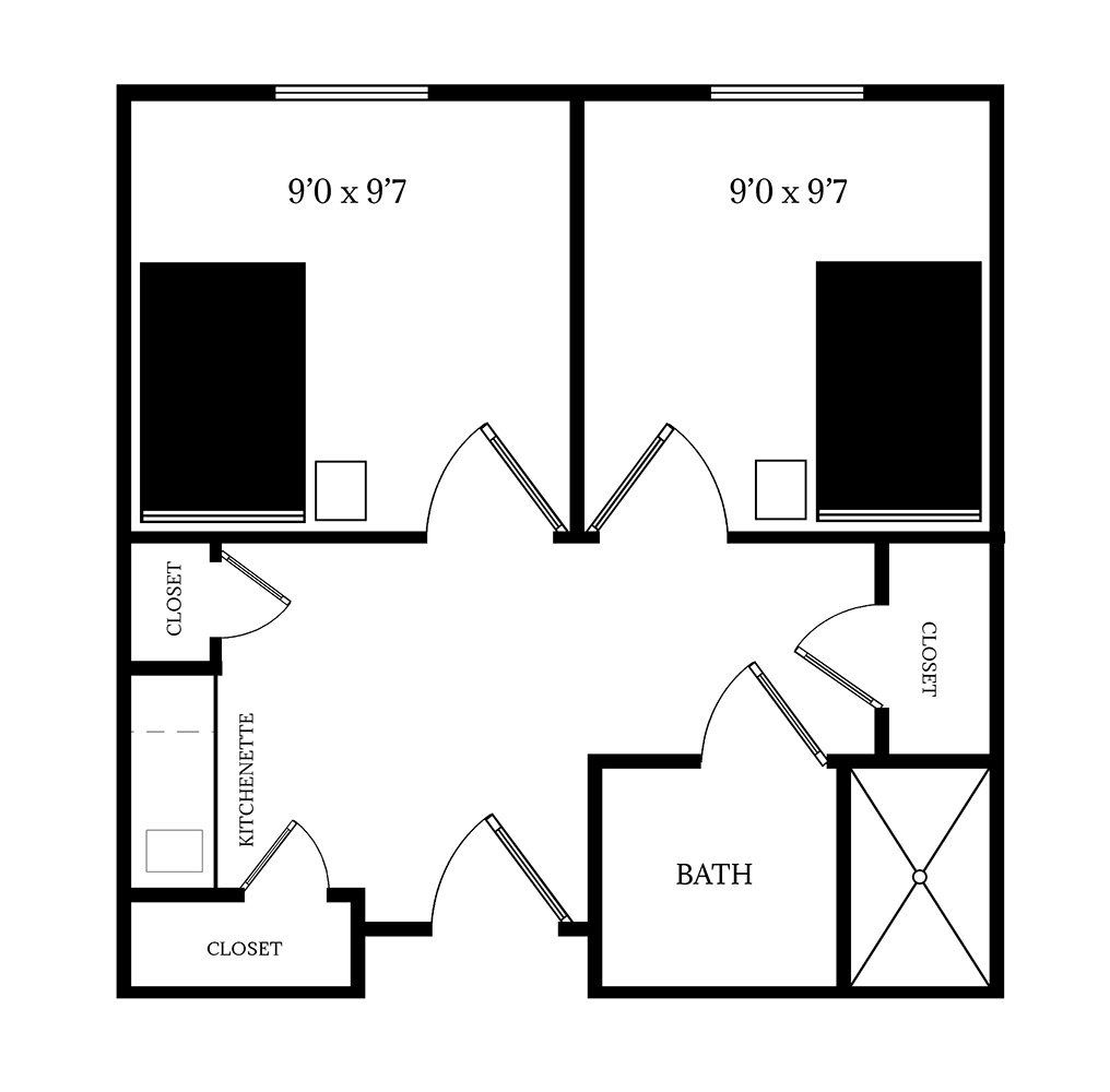 The layout of our shared Magnolia Suite