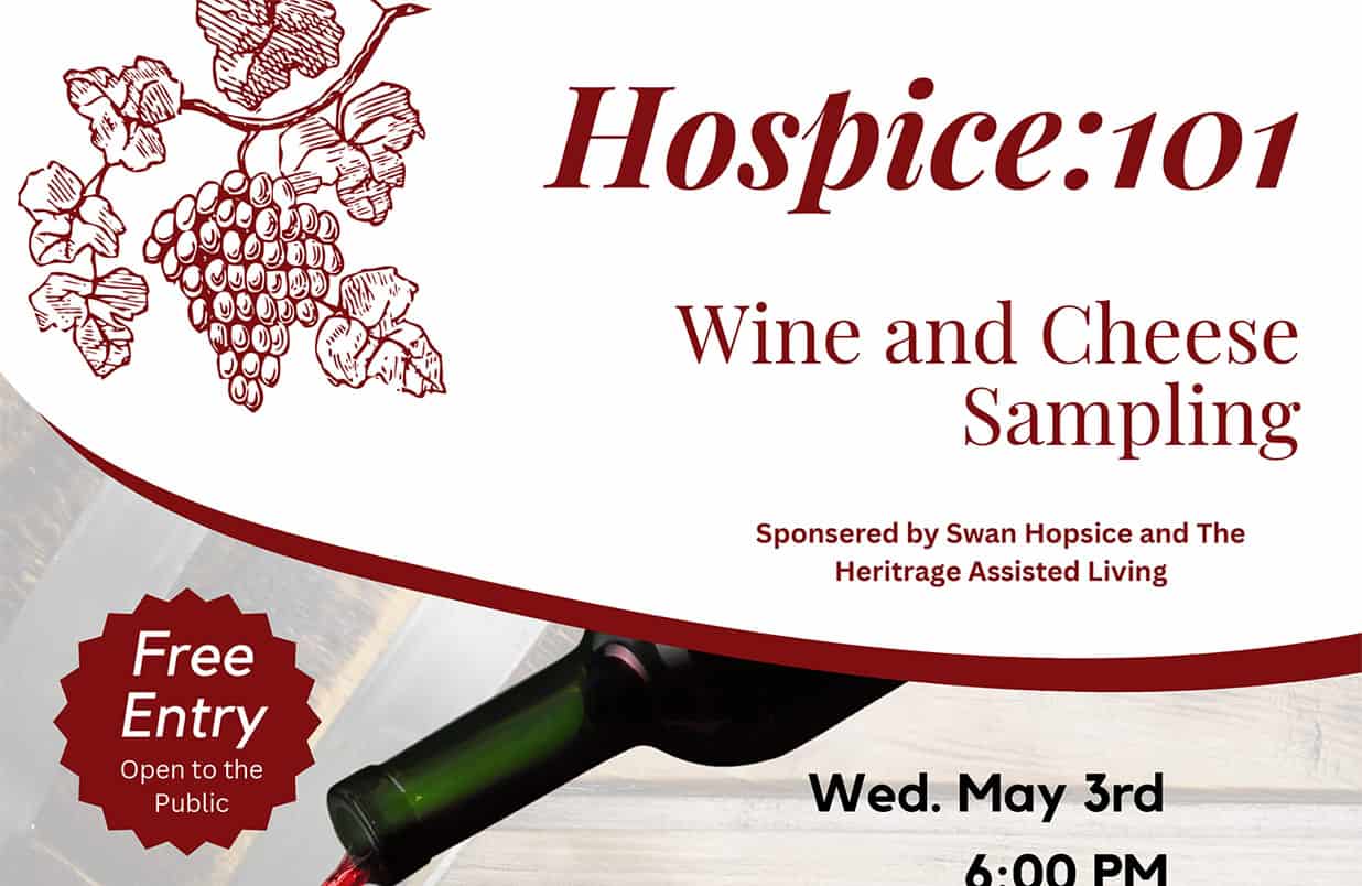 Hospice: 101 Wine and Cheese Sampling event flyer thumbnail