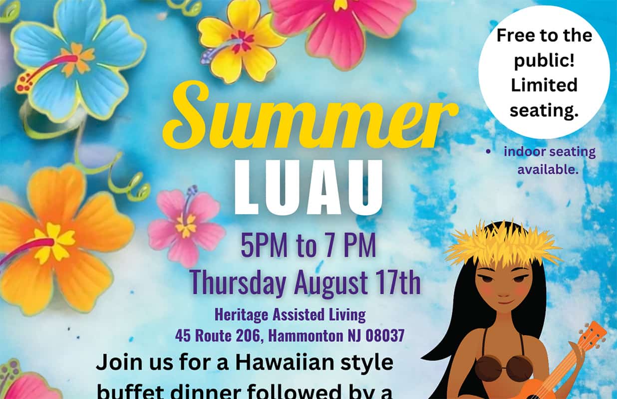 A flyer for the Summer Luau dinner buffett event