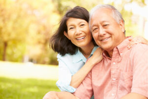 Two seniors enjoying a fall day outdoors